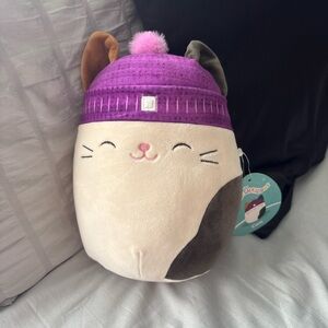 Squishmallows 8 inch Cam the Calico Cat with Purple Beanie New With Tags